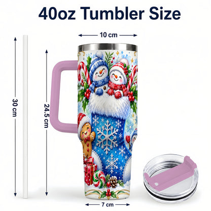 #pl[40oz|Pink] Snowman 40oz Tumbler, Christmas Stainless Steel Travel Cup