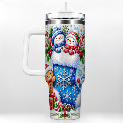 Snowman 40oz Tumbler, Christmas Stainless Steel Travel Cup