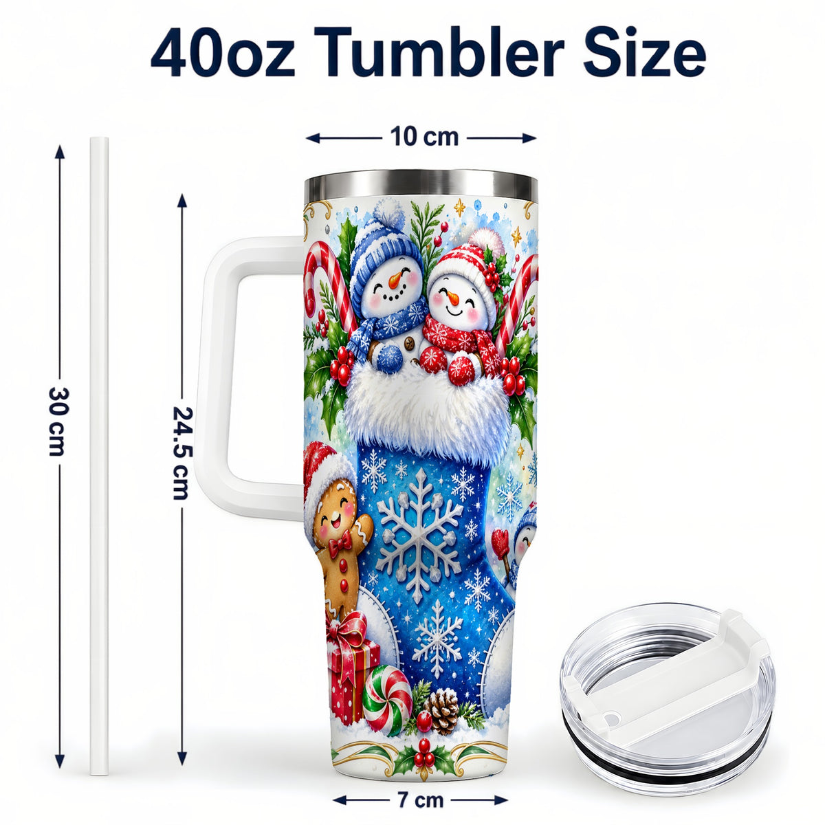 #pl[40oz|White] Snowman 40oz Tumbler, Christmas Stainless Steel Travel Cup