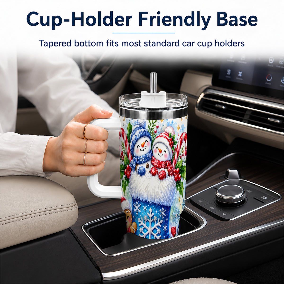 Snowman 40oz Tumbler, Christmas Stainless Steel Travel Cup