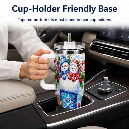 Snowman 40oz Tumbler, Christmas Stainless Steel Travel Cup