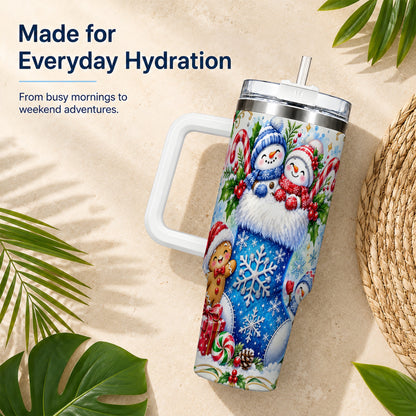 Snowman 40oz Tumbler, Christmas Stainless Steel Travel Cup