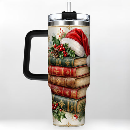 #pl[40oz|Black] Christmas Books 40oz Tumbler, Reading Stainless Steel Travel Cup