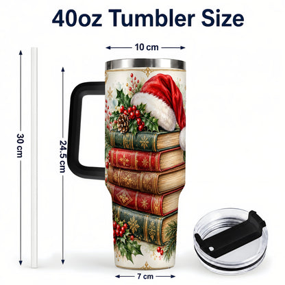 #pl[40oz|Black] Christmas Books 40oz Tumbler, Reading Stainless Steel Travel Cup
