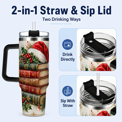 #pl[40oz|Black] Christmas Books 40oz Tumbler, Reading Stainless Steel Travel Cup
