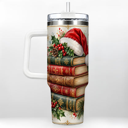 Christmas Books 40oz Tumbler, Reading Stainless Steel Travel Cup
