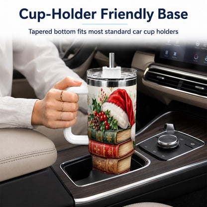 Christmas Books 40oz Tumbler, Reading Stainless Steel Travel Cup