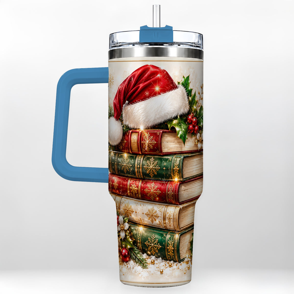 #pl[40oz|Blue] Festive Books 40oz Tumbler, Reading Stainless Steel Travel Cup