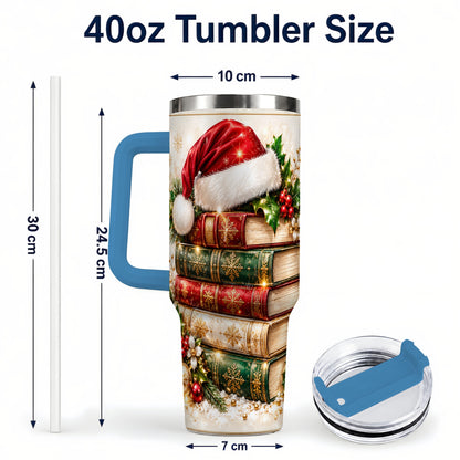 #pl[40oz|Blue] Festive Books 40oz Tumbler, Reading Stainless Steel Travel Cup