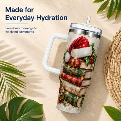 Festive Books 40oz Tumbler, Reading Stainless Steel Travel Cup
