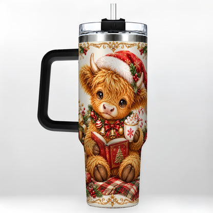 #pl[40oz|Black] Reading Cow 40oz Tumbler, Christmas Stainless Steel Travel Cup