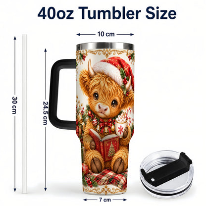 #pl[40oz|Black] Reading Cow 40oz Tumbler, Christmas Stainless Steel Travel Cup