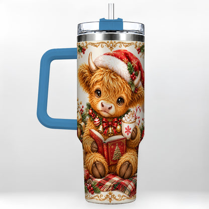 #pl[40oz|Blue] Reading Cow 40oz Tumbler, Christmas Stainless Steel Travel Cup