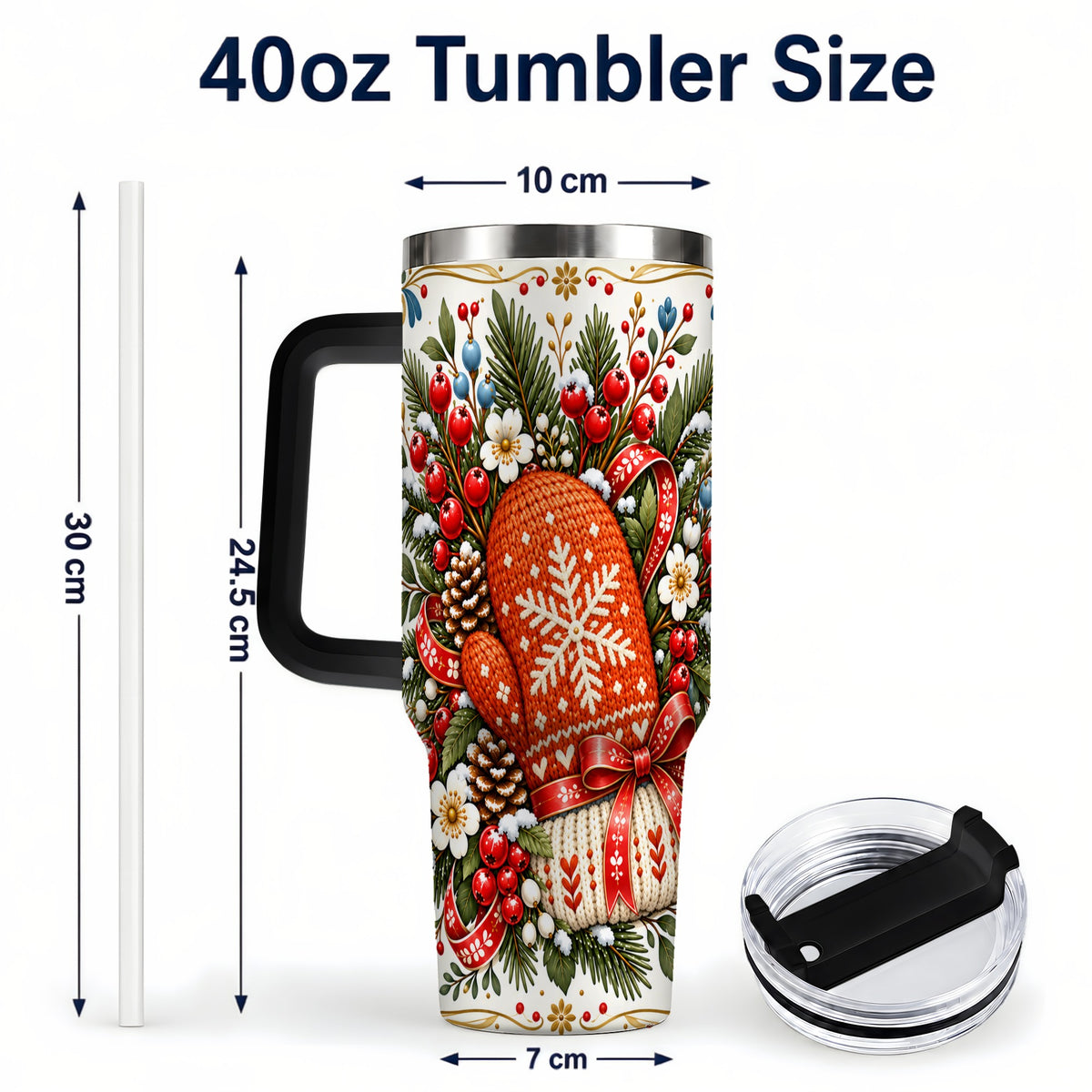 #pl[40oz|Black] Mittens 40oz Tumbler, Winter Tumbler, Stainless Steel Travel Cup