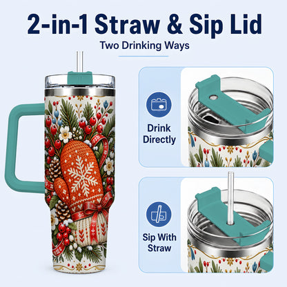 #pl[40oz|Green] Mittens 40oz Tumbler, Winter Tumbler, Stainless Steel Travel Cup