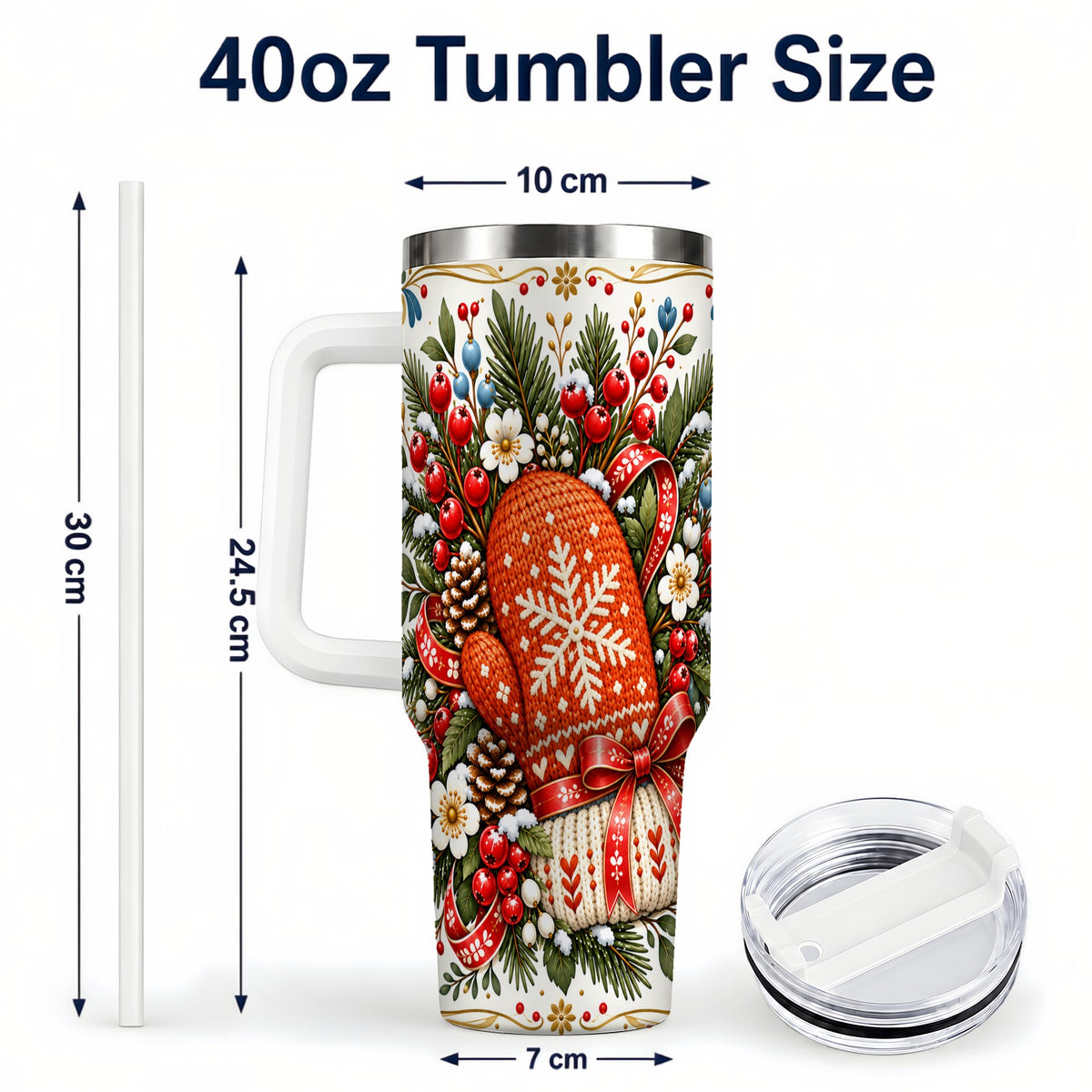 #pl[40oz|White] Mittens 40oz Tumbler, Winter Tumbler, Stainless Steel Travel Cup