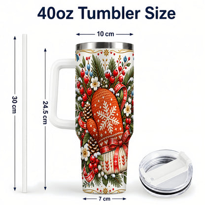 #pl[40oz|White] Mittens 40oz Tumbler, Winter Tumbler, Stainless Steel Travel Cup