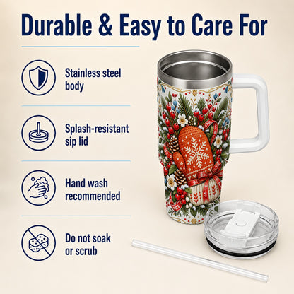 Mittens 40oz Tumbler, Winter Tumbler, Stainless Steel Travel Cup