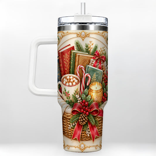 Reading Basket 40oz Tumbler, Holiday Tumbler, Stainless Steel Travel Cup