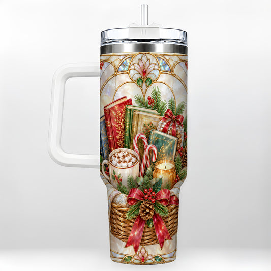 Stained Glass 40oz Tumbler, Reading Tumbler, Stainless Steel Travel Cup