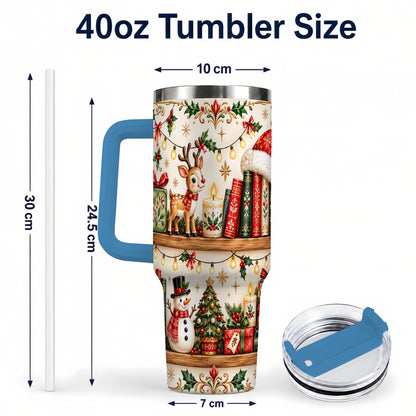 #pl[40oz|Blue] Christmas Books 40oz Tumbler, Winter Tumbler, Stainless Steel Travel Cup