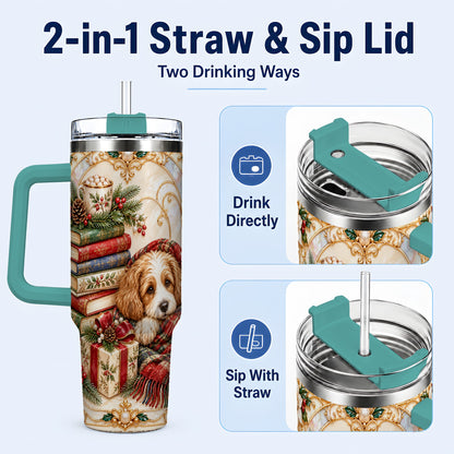 #pl[40oz|Green] Christmas Dog Books 40oz Tumbler, Cozy Tumbler, Stainless Steel Travel Cup