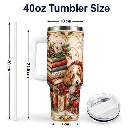 #pl[40oz|White] Christmas Dog Books 40oz Tumbler, Cozy Tumbler, Stainless Steel Travel Cup