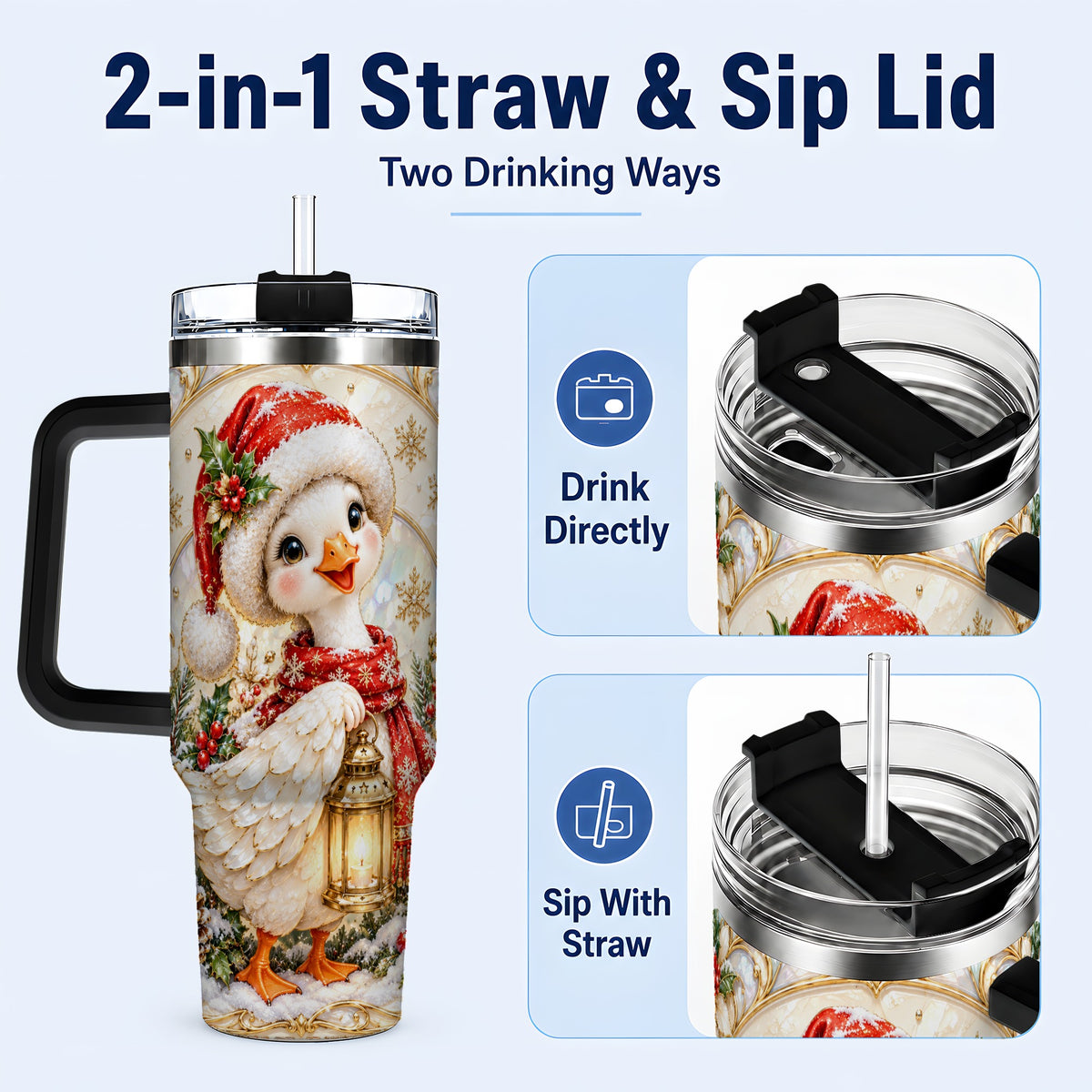 #pl[40oz|Black] Goose Tumbler 40oz, Christmas Lantern Tumbler, Stainless Steel Travel Cup