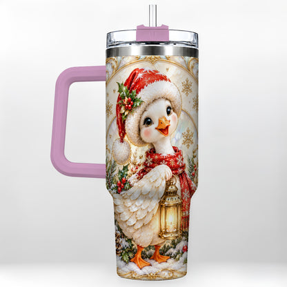 #pl[40oz|Pink] Goose Tumbler 40oz, Christmas Lantern Tumbler, Stainless Steel Travel Cup