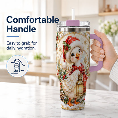 #pl[40oz|Pink] Goose Tumbler 40oz, Christmas Lantern Tumbler, Stainless Steel Travel Cup