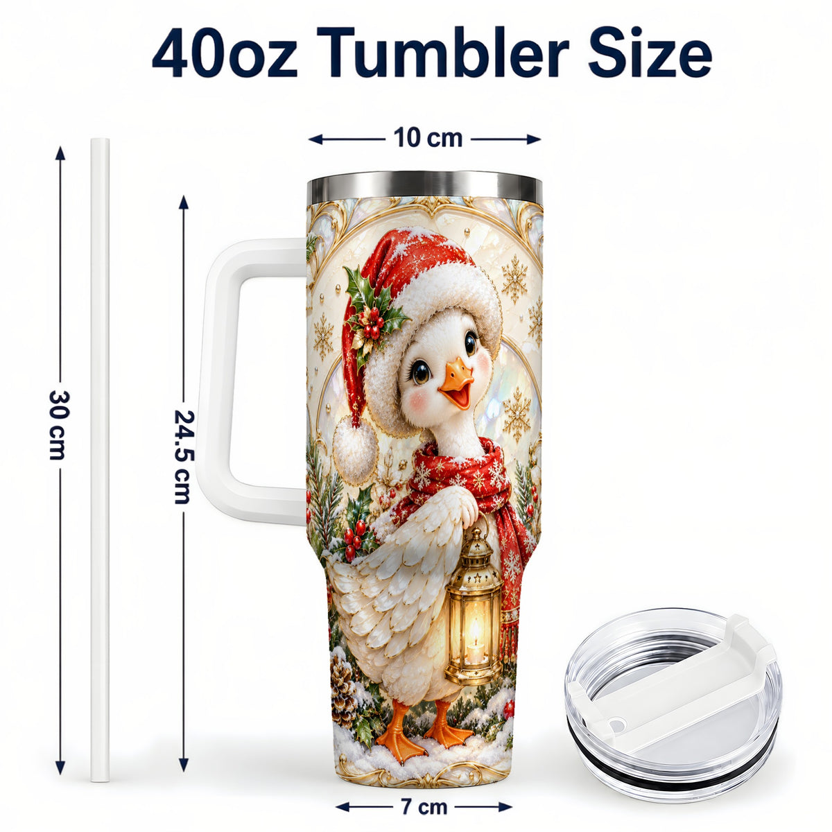 #pl[40oz|White] Goose Tumbler 40oz, Christmas Lantern Tumbler, Stainless Steel Travel Cup