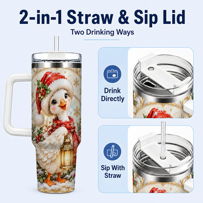 #pl[40oz|White] Goose Tumbler 40oz, Christmas Lantern Tumbler, Stainless Steel Travel Cup