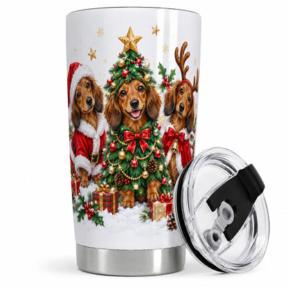 Christmas Dachshund Trio Tumbler, 20oz Stainless Steel Drinkware