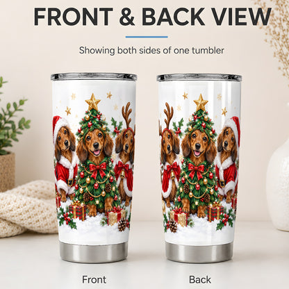 #pl[20oz|Steel] Christmas Dachshund Trio Tumbler, 20oz Stainless Steel Drinkware