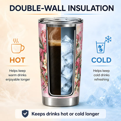 Cute Christmas Ghost Tumbler, 20oz Stainless Steel Holiday Drinkware