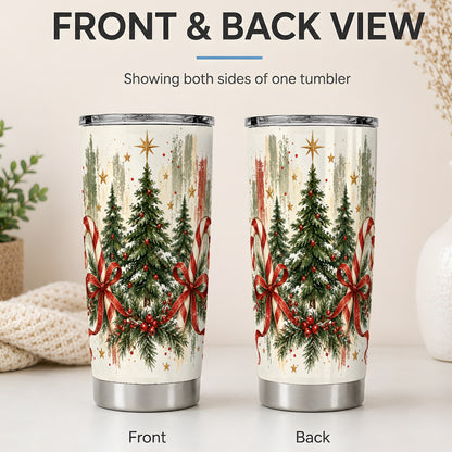 #pl[20oz|Steel] Rustic Christmas Trees Tumbler, 20oz Stainless Steel Holiday Drinkware