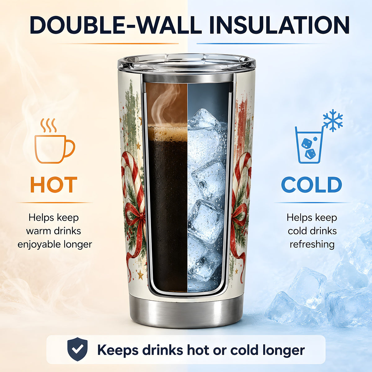 Rustic Christmas Trees Tumbler, 20oz Stainless Steel Holiday Drinkware