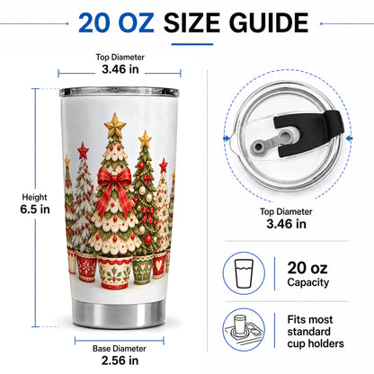 #pl[20oz|Steel] Potted Christmas Trees Tumbler, 20oz Stainless Steel Holiday Drinkware