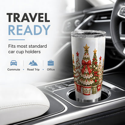 Potted Christmas Trees Tumbler, 20oz Stainless Steel Holiday Drinkware