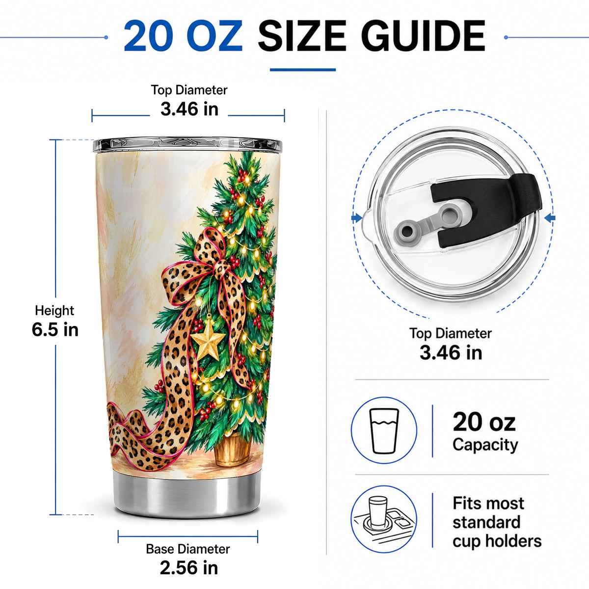 #pl[20oz|Steel] Leopard Print Christmas Tree Tumbler, 20oz Stainless Steel Drinkware