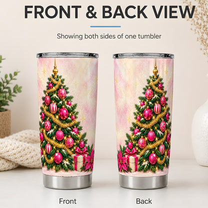 #pl[20oz|Steel] Pink Christmas Ornaments Tumbler, 20oz Stainless Steel Drinkware