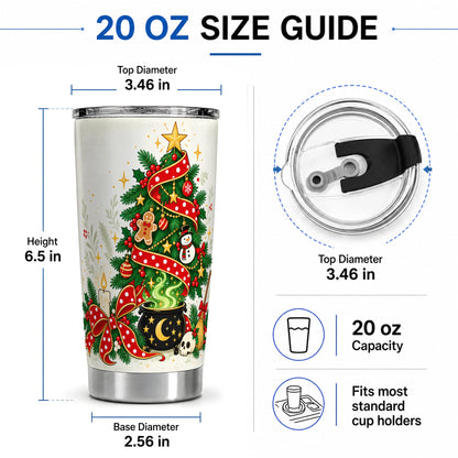 #pl[20oz|Steel] Spooky Christmas Tree Tumbler, 20oz Stainless Steel Witchy Design
