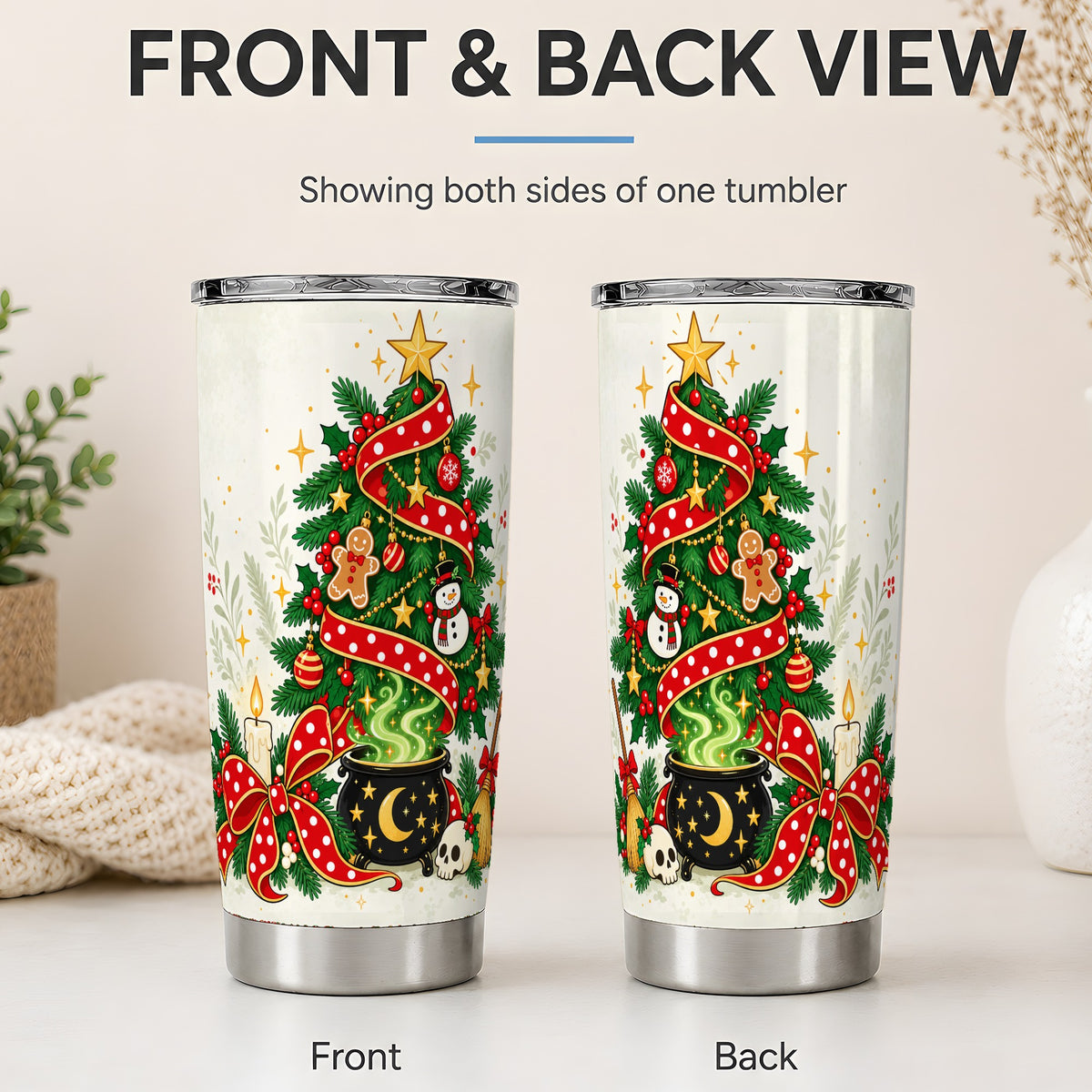 #pl[20oz|Steel] Spooky Christmas Tree Tumbler, 20oz Stainless Steel Witchy Design