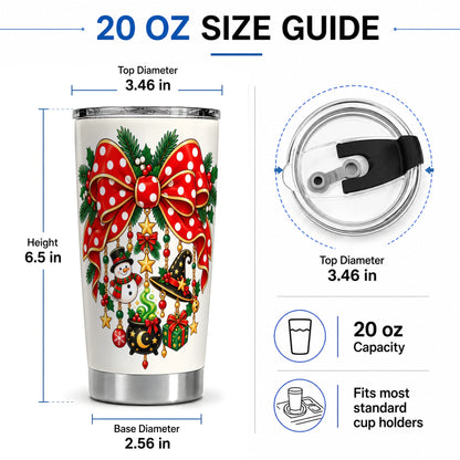 #pl[20oz|Steel] Witch Hat Christmas Bow Tumbler, 20oz Stainless Steel Drinkware