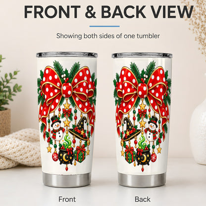 #pl[20oz|Steel] Witch Hat Christmas Bow Tumbler, 20oz Stainless Steel Drinkware