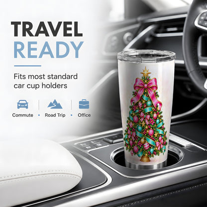 Colorful Christmas Tree Tumbler, 20oz Stainless Steel Drinkware