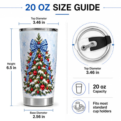 #pl[20oz|Steel] Blue Leopard Christmas Tree Tumbler, 20oz Stainless Steel Drinkware