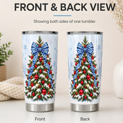#pl[20oz|Steel] Blue Leopard Christmas Tree Tumbler, 20oz Stainless Steel Drinkware
