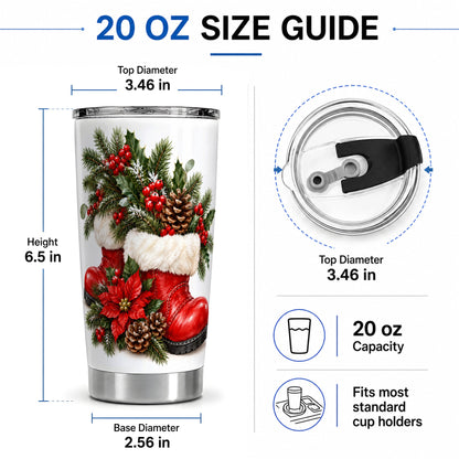 #pl[20oz|Steel] Christmas Boots Tumbler, 20oz Stainless Steel Holiday Drinkware