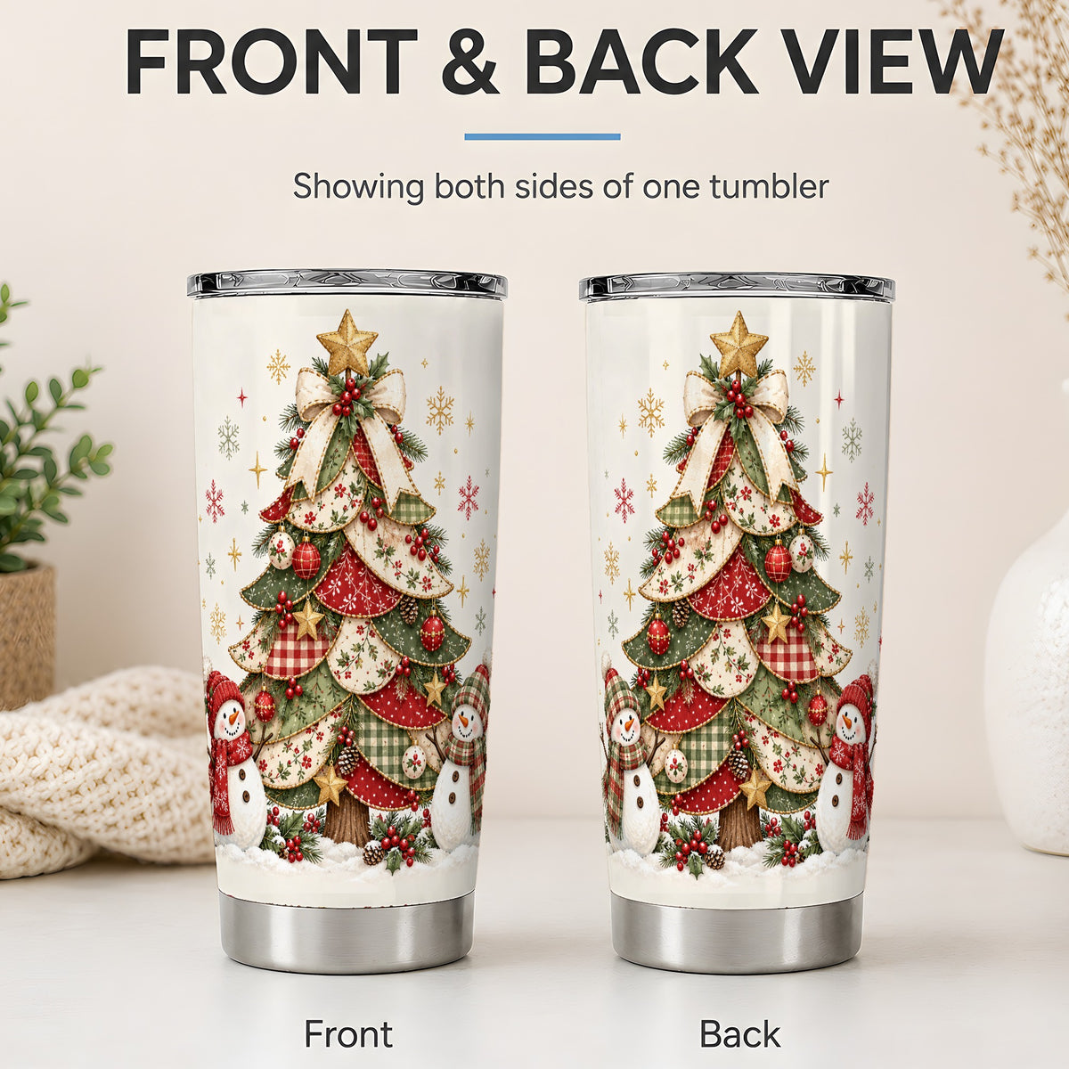 #pl[20oz|Steel] Christmas Tree Snowman Tumbler, 20oz Stainless Steel Holiday Drinkware